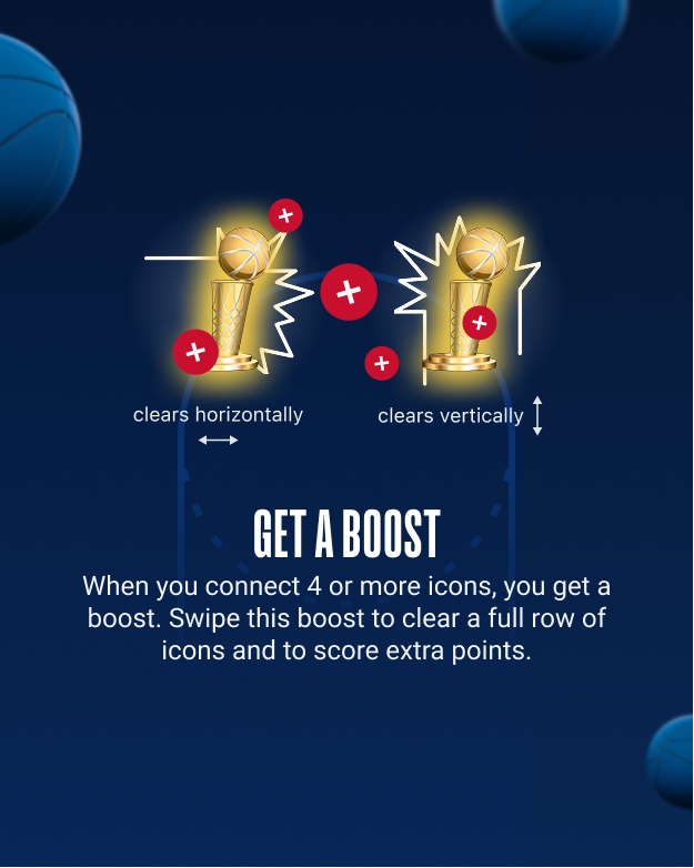 Get a boost: connecting four or more icons earns a trophy that clears a full row